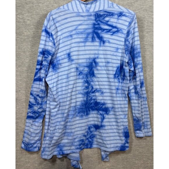 Pure J Jill Fit Blue Tie-Dye Striped Open Cardigan Cotton Casual‎ Sz L - Picture 5 of 5